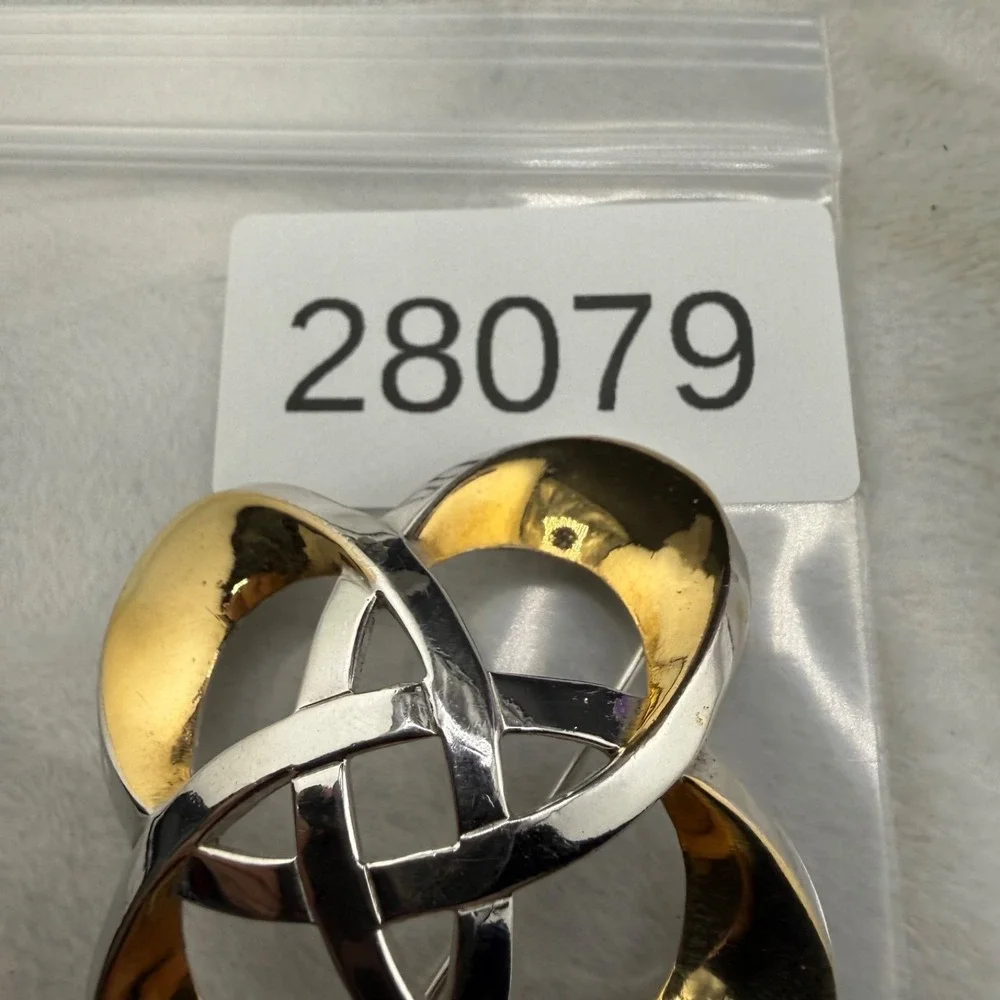 Vintage Trifari Brooch Atomic Celtic Silver And Gold Tone Signed
